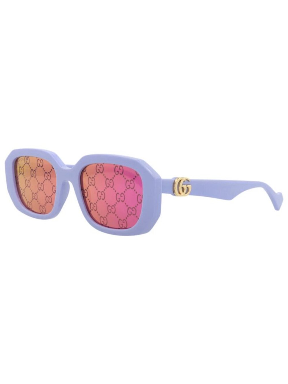 New Gucci Women's Sunglasses Square Rectangle Injection Frame Violet Violet Pink